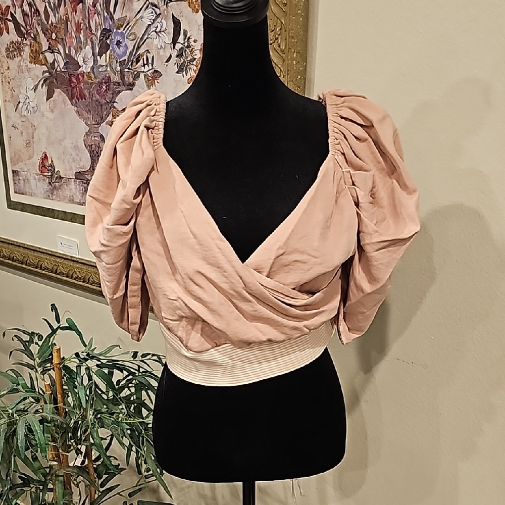 Elegant Blush Pink Ruched Women's Top